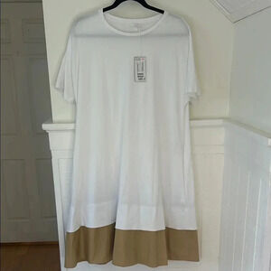 COS New with Tags White and Tan Colorblock Dress size EUR Large